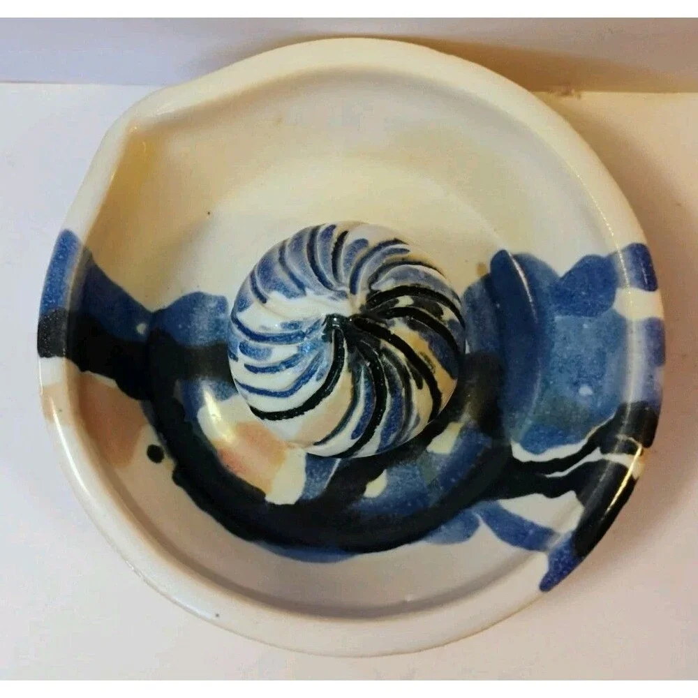 Vintage Signed Serrafino Studio Art Pottery Citrus Juicer Lemon Reamer